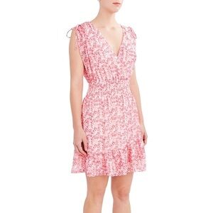 NEW WITH TAGS - BCBG Paris - ruffle chiffon dress in pink rose floral: XL